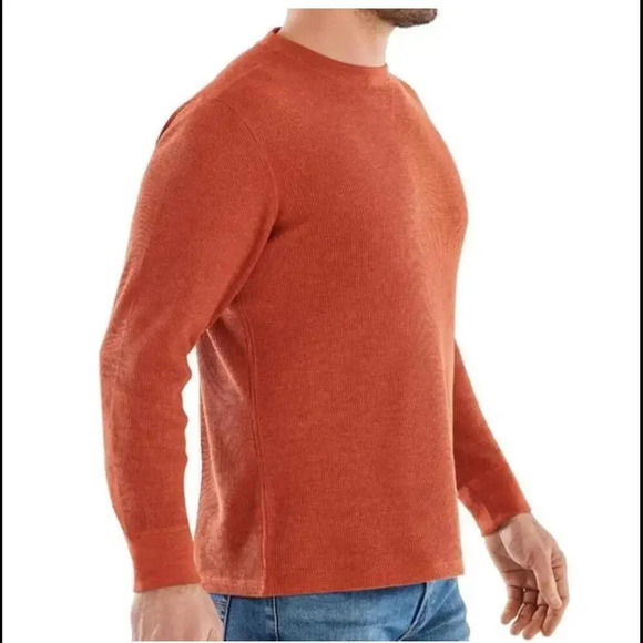 Member's Mark Thermal Crew Shirt Men's XL Waffle Knit Harvest Red Heather - Picture 2 of 12